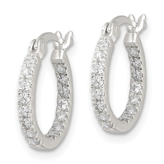 Sterling Silver CZ Hoop Earrings