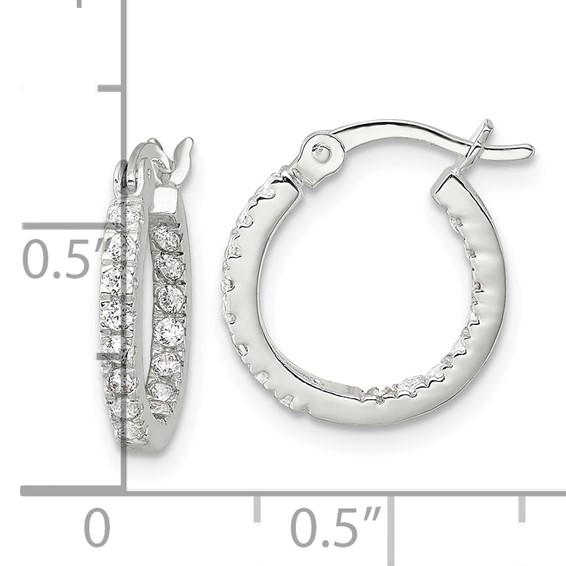 Sterling Silver CZ Hoop Earrings