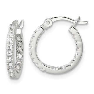Sterling Silver CZ Hoop Earrings