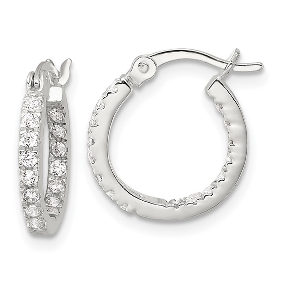Sterling Silver CZ Hoop Earrings