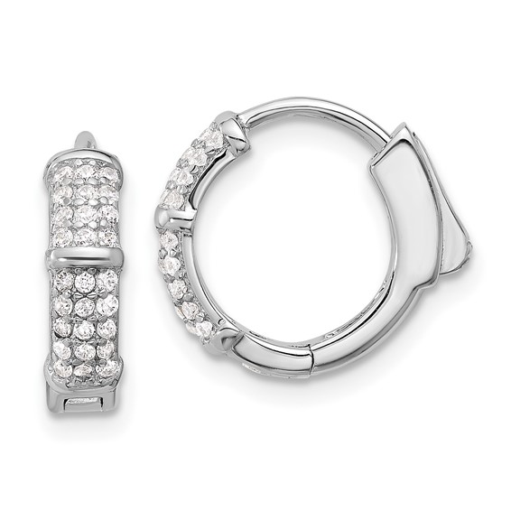 Sterling Silver CZ Hoop Earrings