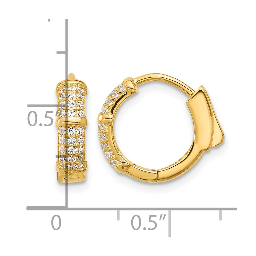 Sterling Silver Gold-tone 4mm CZ Hinged Huggie Hoop Earrings (QE17203GP)