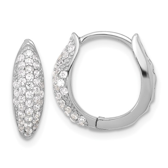Sterling Silver CZ Hoop Earrings