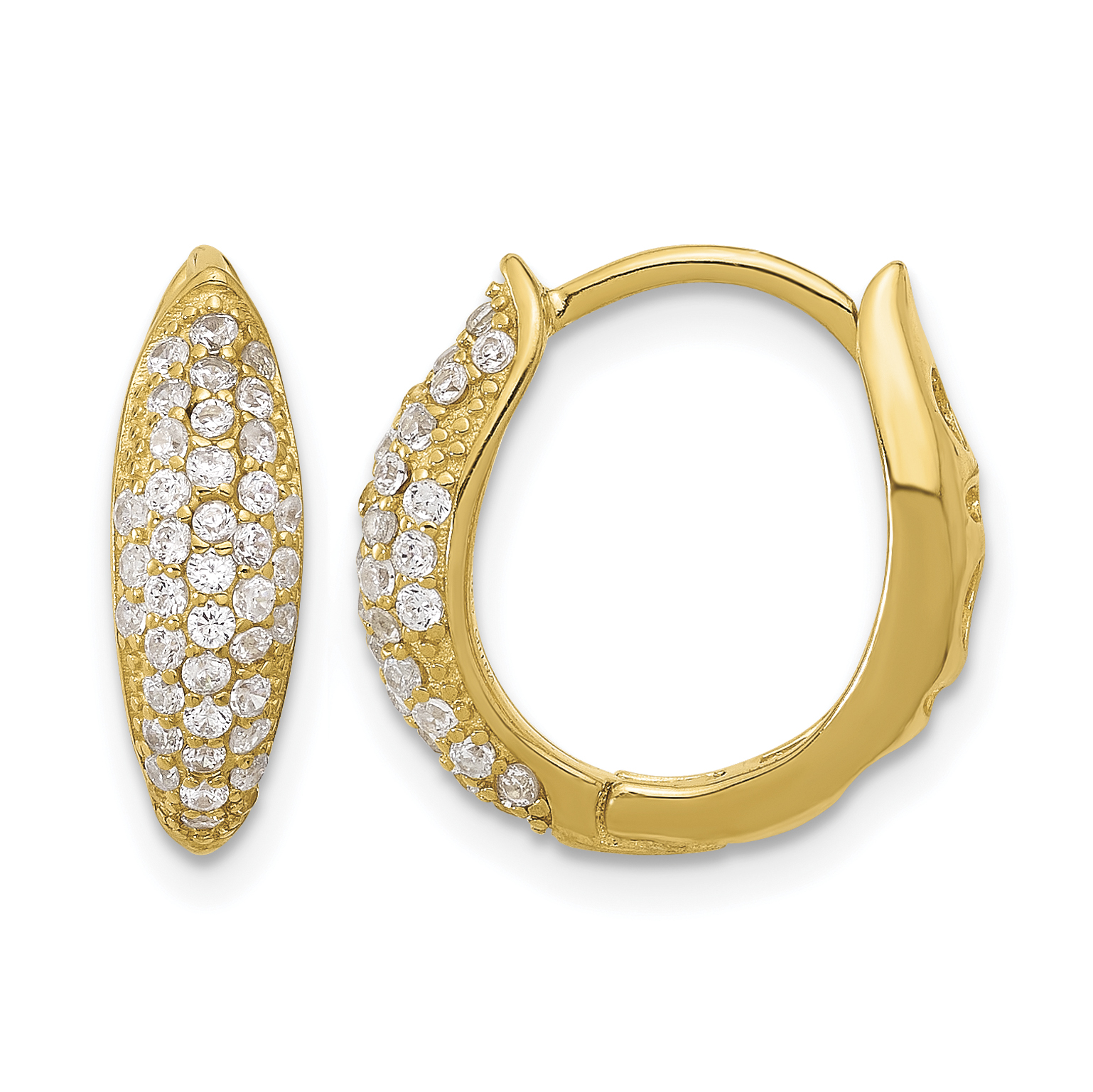 Sterling Silver Gold-tone PavÃ© CZ Hinged Huggie Hoop Earrings (QE17205GP)