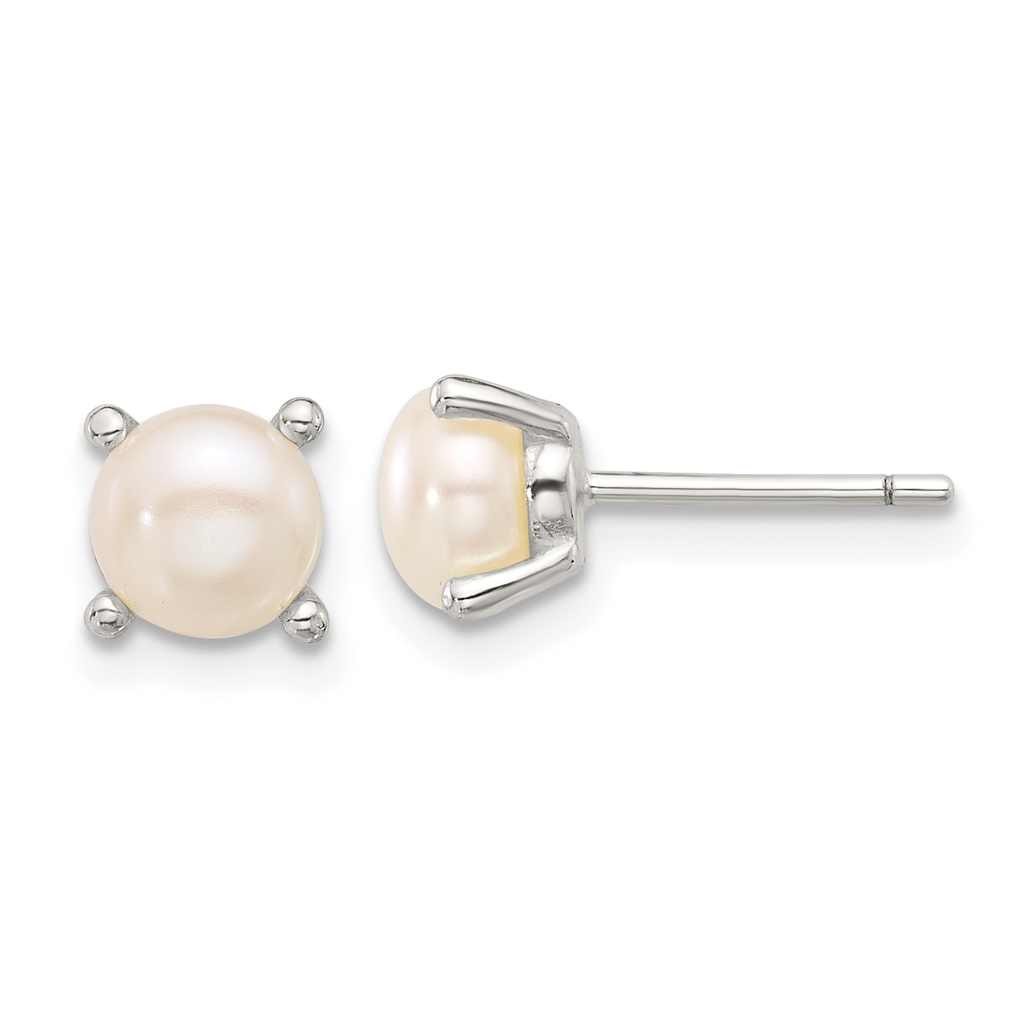Sterling Silver E-Coating 6mm FWC Pearl Post Earrings (QE17208)