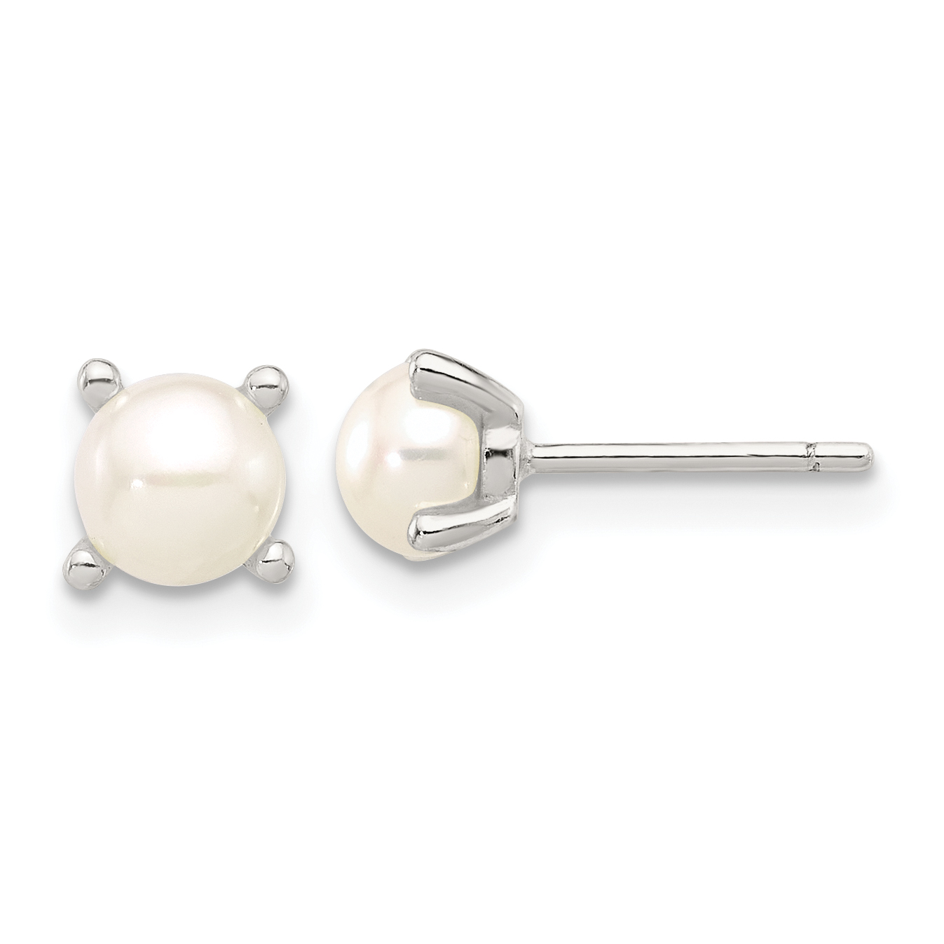 Sterling Silver E-Coating 5mm FWC Pearl Post Earrings (QE17209)