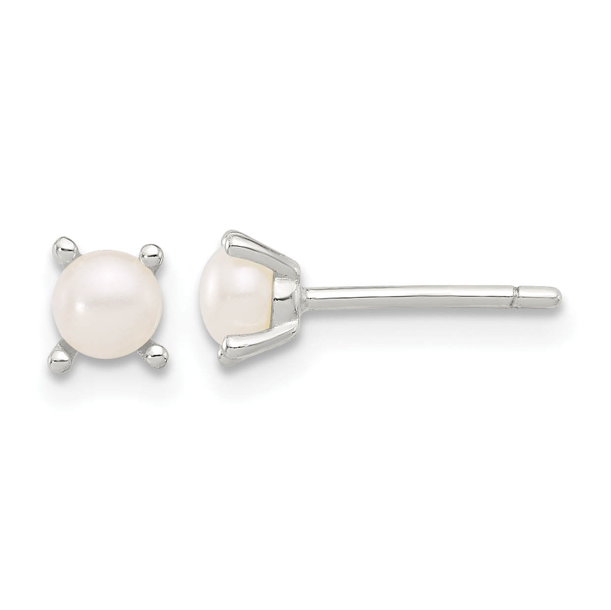 Sterling Silver E-Coating 4mm FWC Pearl Post Earrings (QE17210)