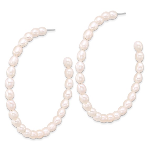 Sterling Silver FWC Pearl Hoop Earrings