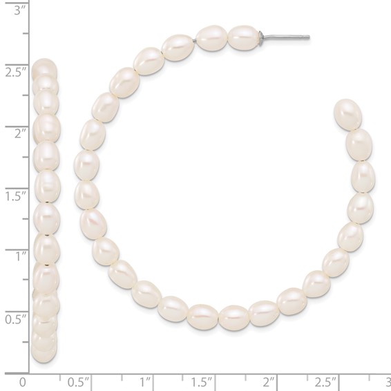 Sterling Silver FWC Pearl Hoop Earrings