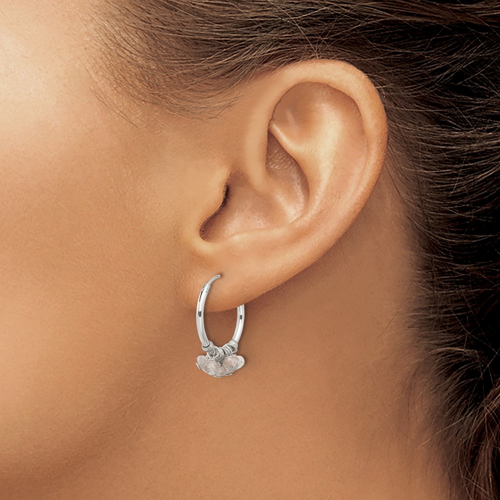 Sterling Silver Polished Labradorite Beaded Endless Round Hoop Earrings (QE17282)