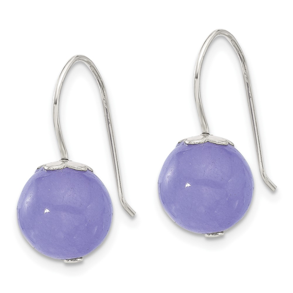 Sterling Silver Polished 10mm Periwinkle Jade Dangle Earrings (QE17299)