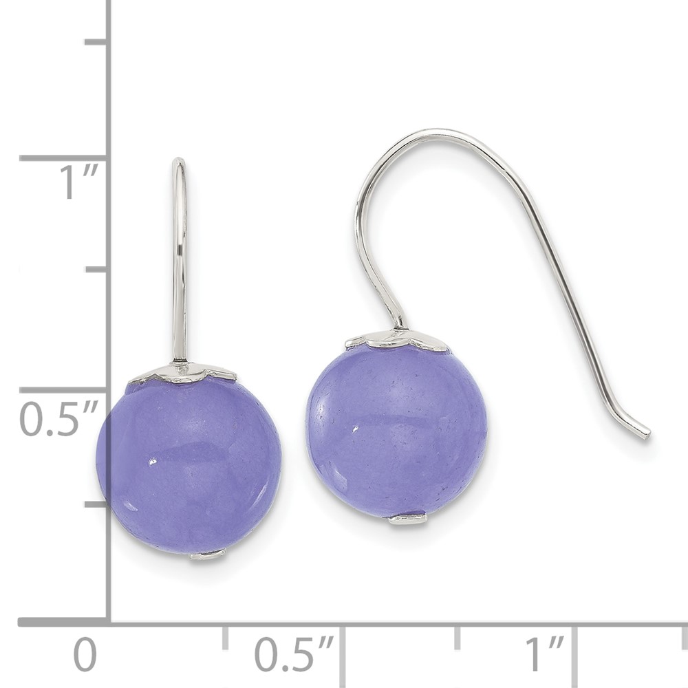 Sterling Silver Polished 10mm Periwinkle Jade Dangle Earrings (QE17299)