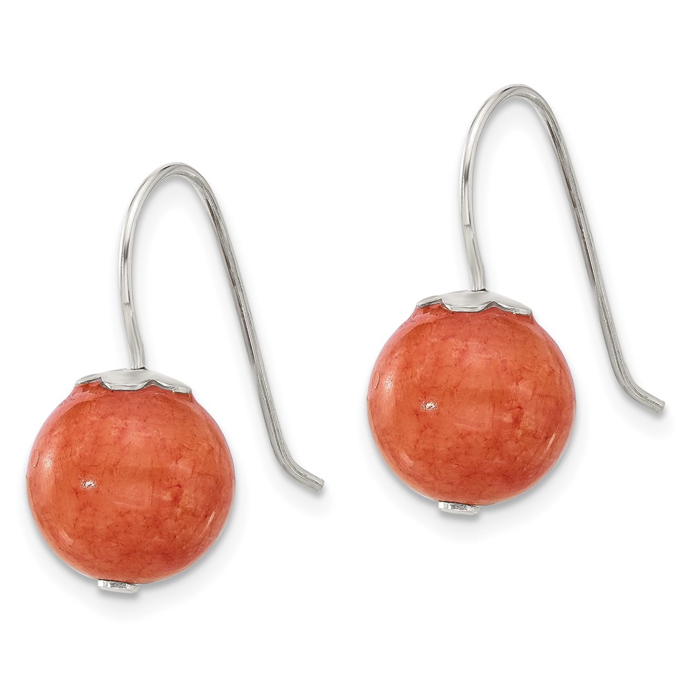 Sterling Silver Polished 10mm Orange Quartz Dangle Earrings (QE17314)
