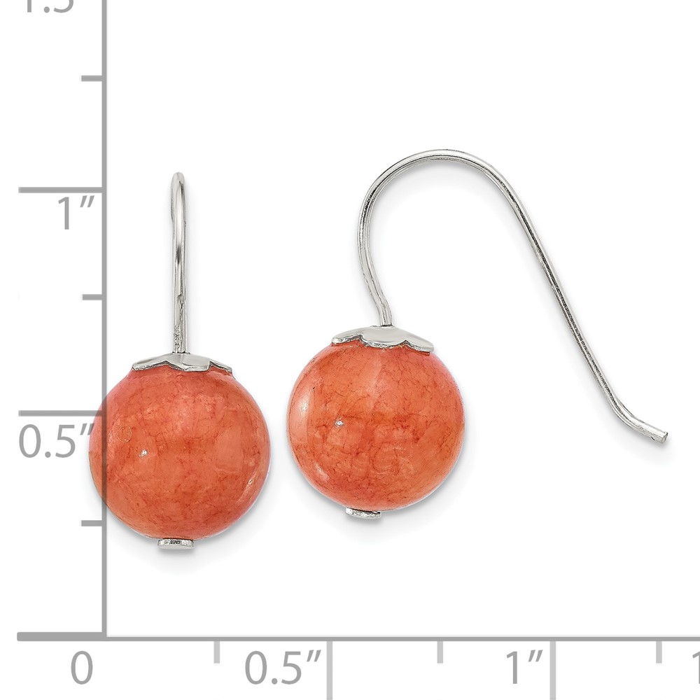 Sterling Silver Polished 10mm Orange Quartz Dangle Earrings (QE17314)