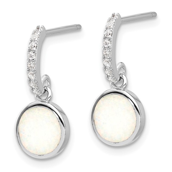 Opal & CZ Post Dangle Earrings