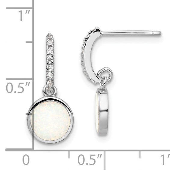 Opal & CZ Post Dangle Earrings