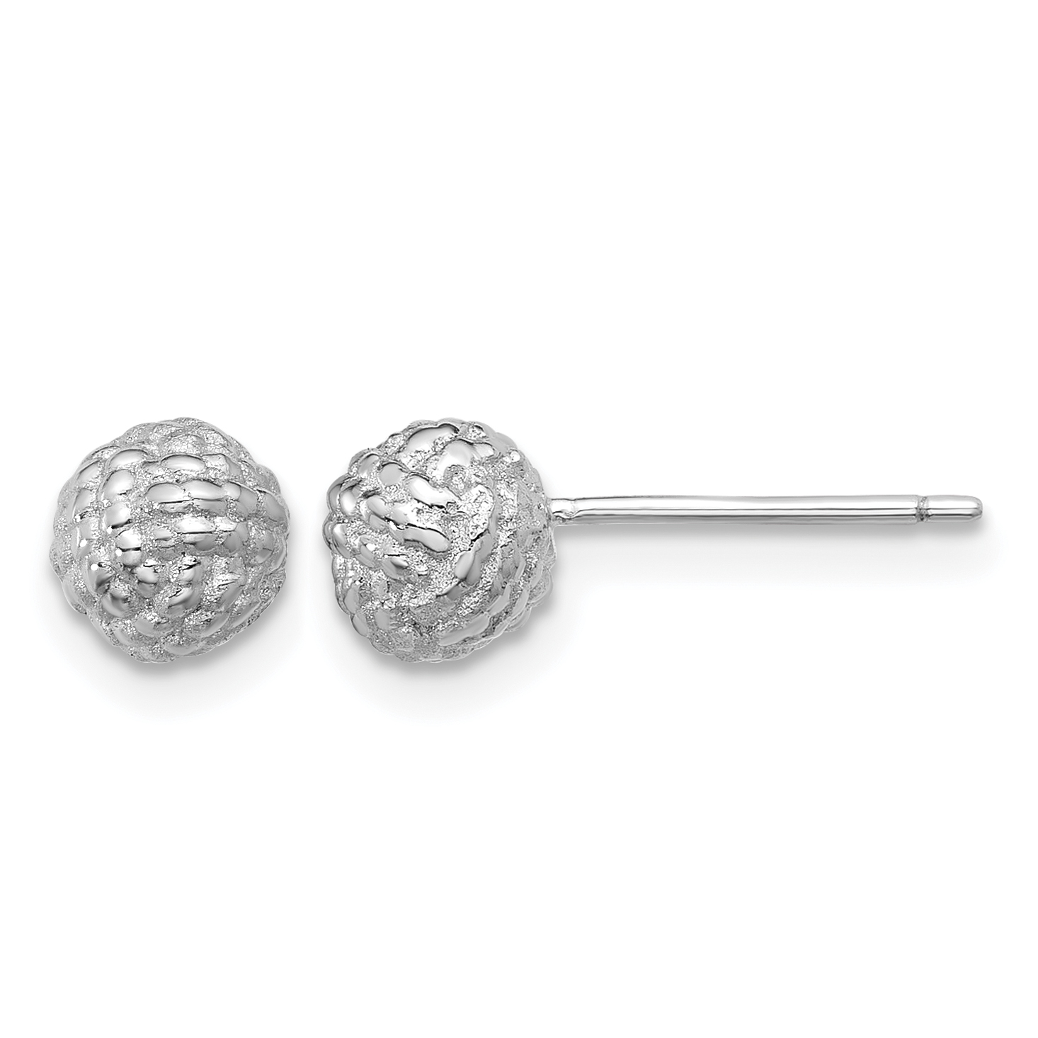 Sterling Silver Rh-plated Polished / Textured 6mm Love Knot Post Earrings (QE17469)