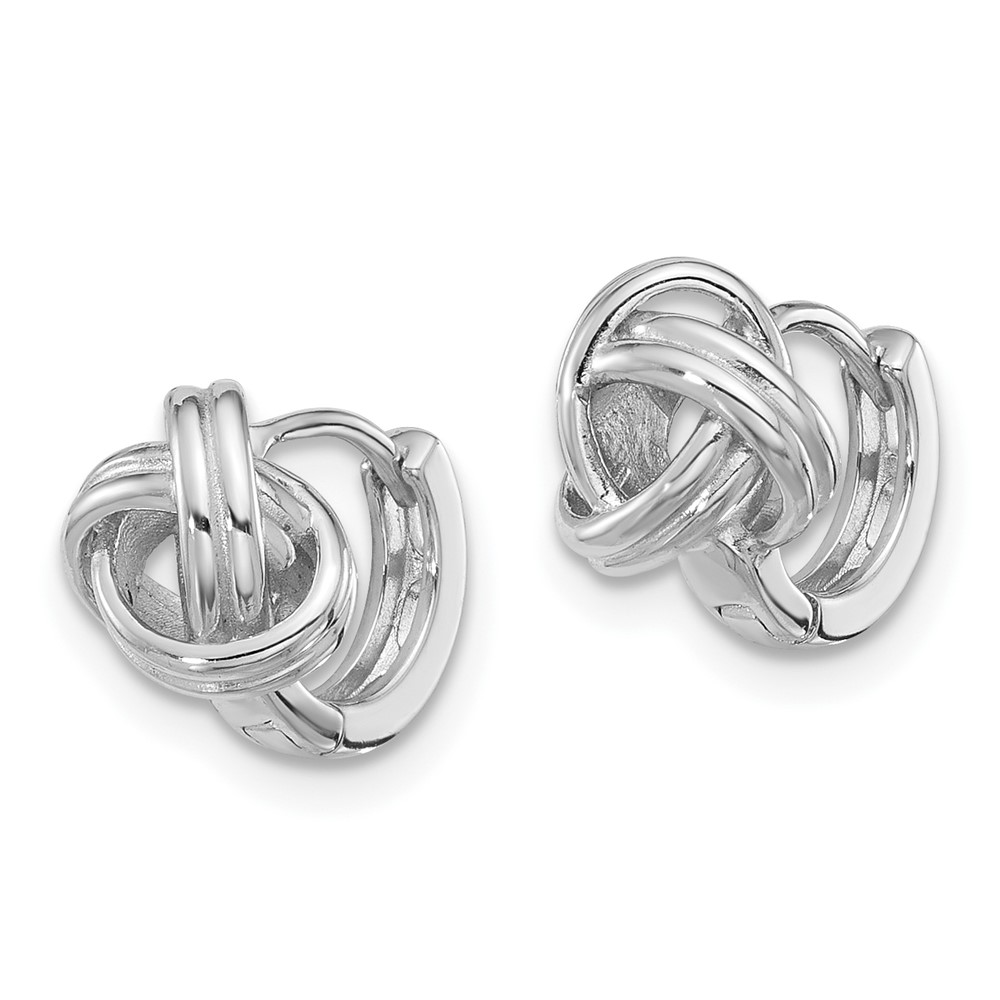 Sterling Silver Rhodium-plated Love Knot Hinged Hoop Earrings (QE17470)