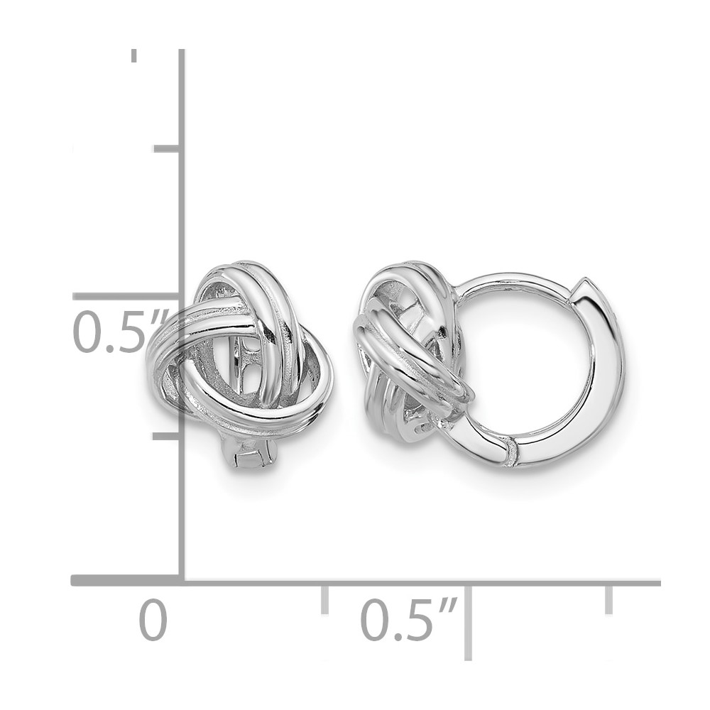 Sterling Silver Rhodium-plated Love Knot Hinged Hoop Earrings (QE17470)