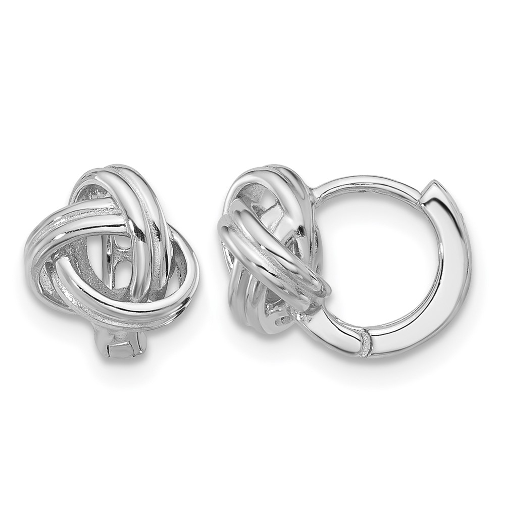 Sterling Silver Rhodium-plated Love Knot Hinged Hoop Earrings (QE17470)