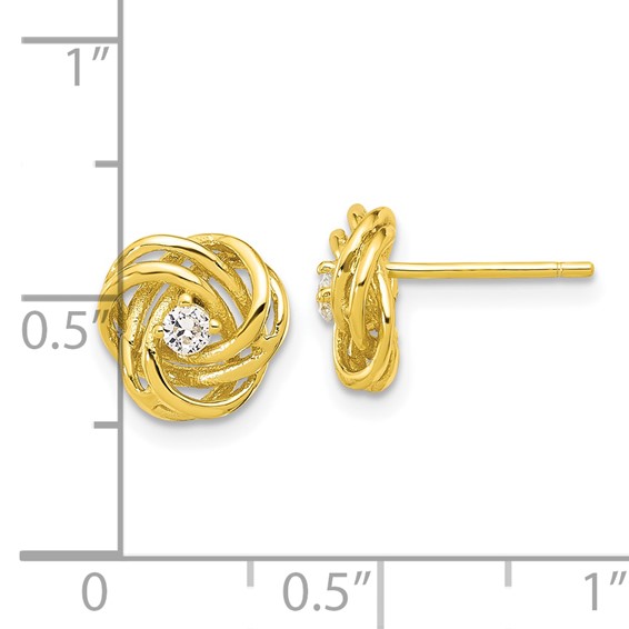 Affordable Expressions Sterling Silver Gold-tone Love Knot CZ Stud Earrings