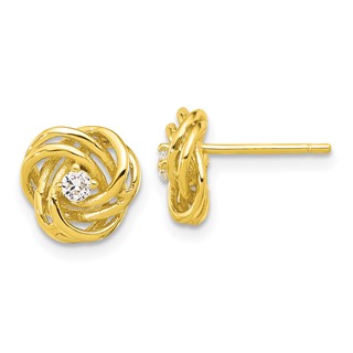 Affordable Expressions Sterling Silver Gold-tone Love Knot CZ Stud Earrings