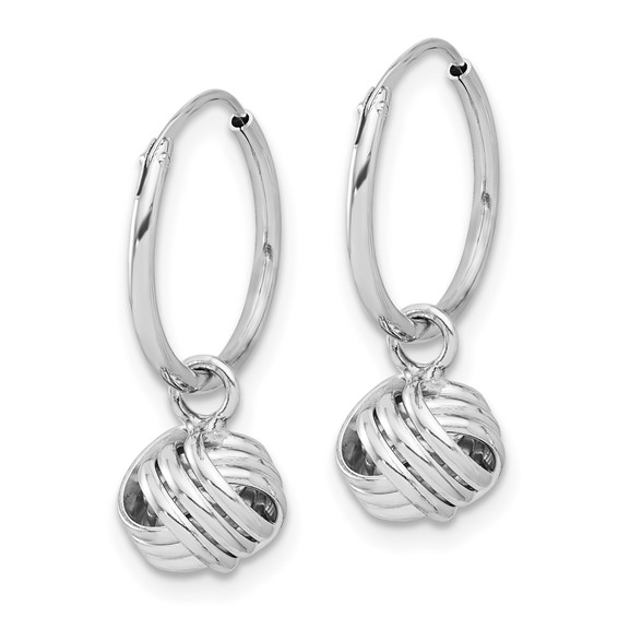 Sterling Silver Rhodium-plated Love Knot Dangle Eternity Hoop Earrings