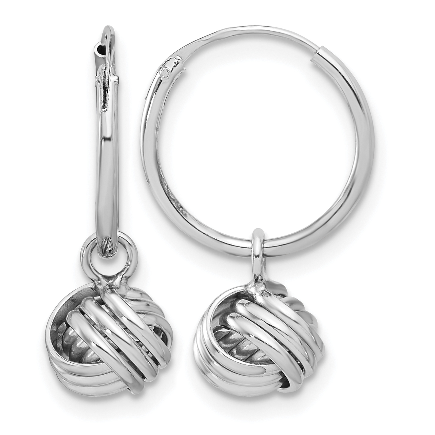 Sterling Silver Rhodium-plated Love Knot Dangle Eternity Hoop Earrings (QE17484)