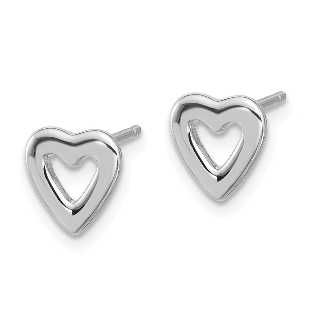 Sterling Silver Rhodium-plated Open Heart Post Earrings (QE17486)