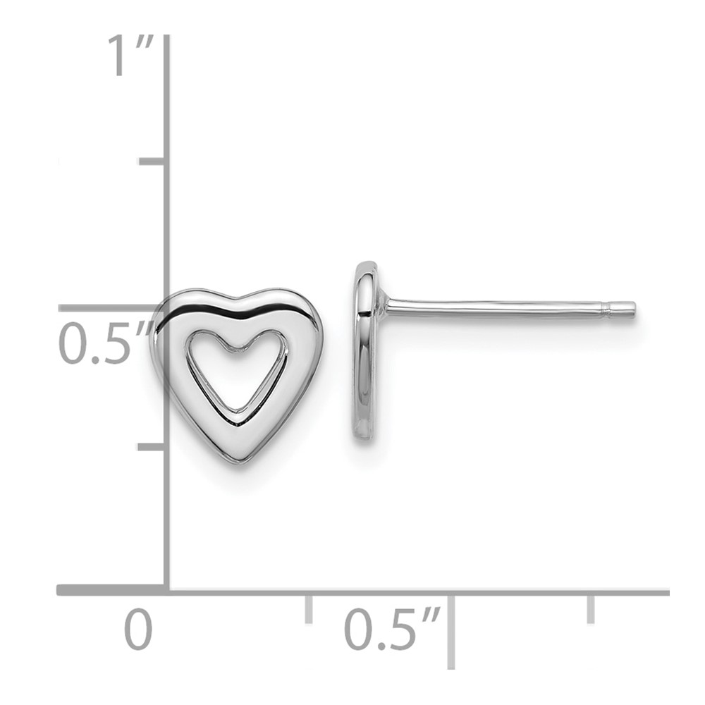 Sterling Silver Rhodium-plated Open Heart Post Earrings (QE17486)