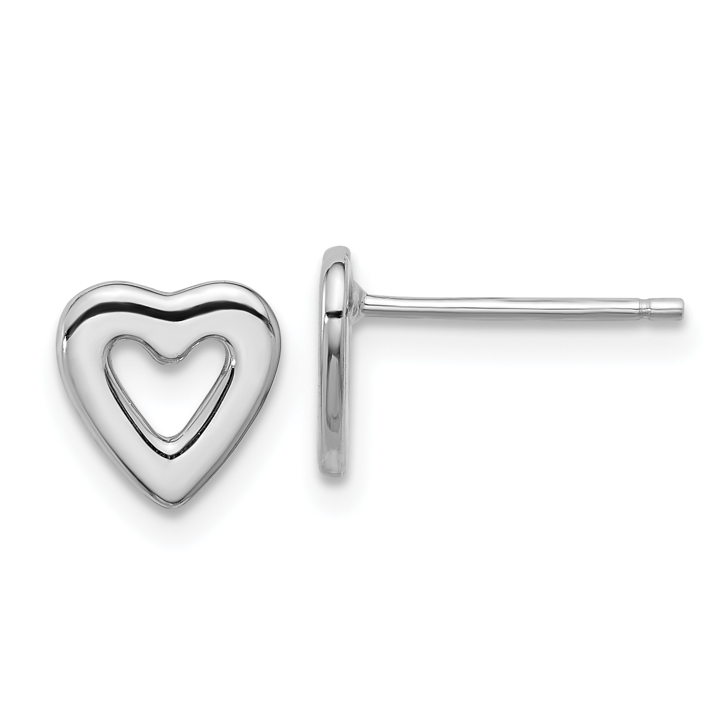 Sterling Silver Rhodium-plated Open Heart Post Earrings (QE17486)