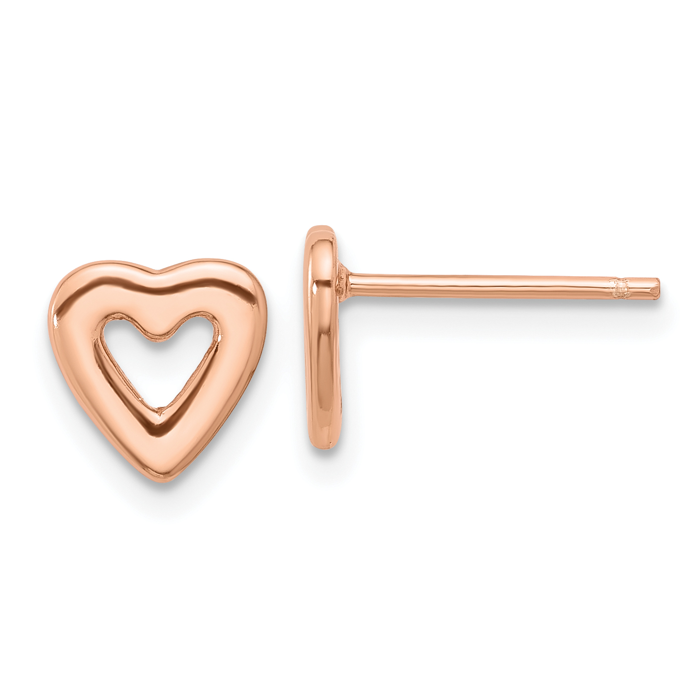 Sterling Silver Rose-tone Open Heart Post Earrings (QE17486RP)