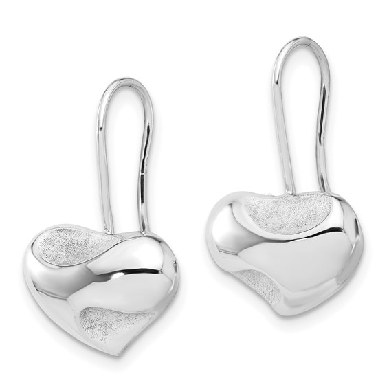 Sterling Silver RH-plated Polished Abstract Heart Wire Earrings