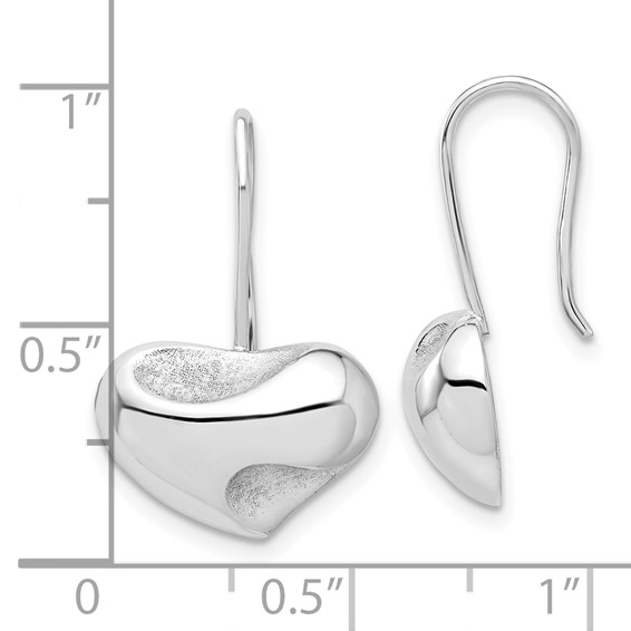Sterling Silver RH-plated Polished Abstract Heart Wire Earrings