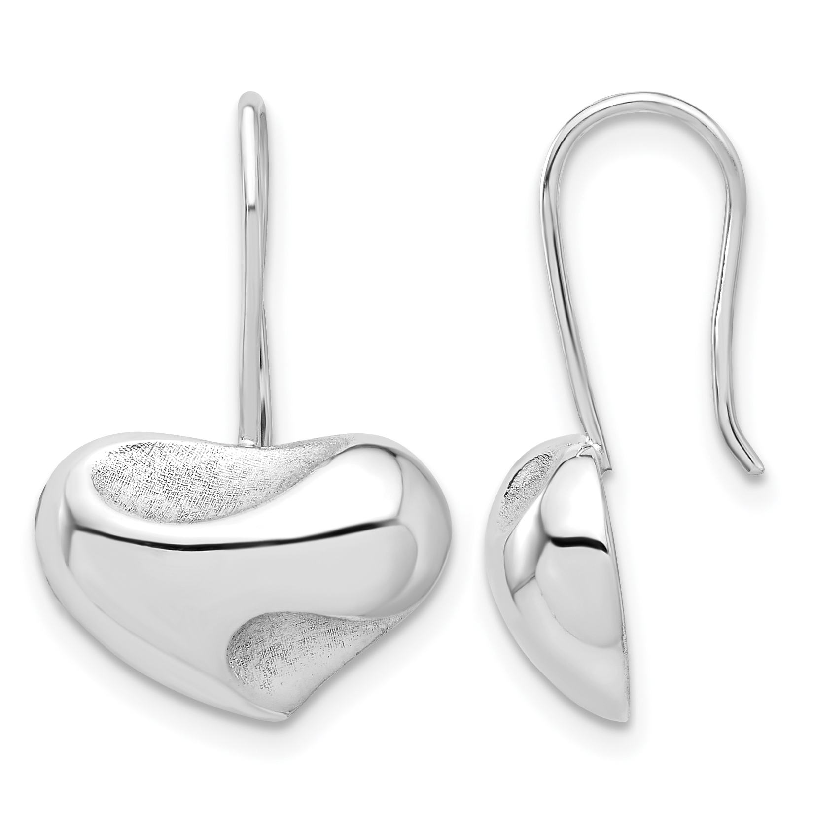 Sterling Silver RH-plated Polished Abstract Heart Wire Earrings (QE17490)