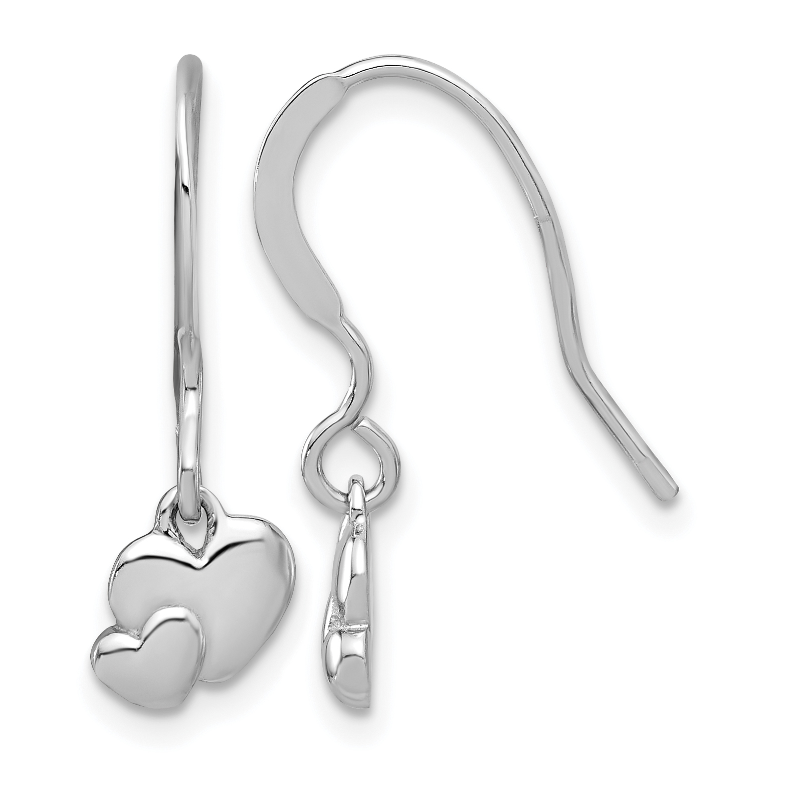 Sterling Silver Rhodium-plated Hearts Dangle Earrings (QE17527)
