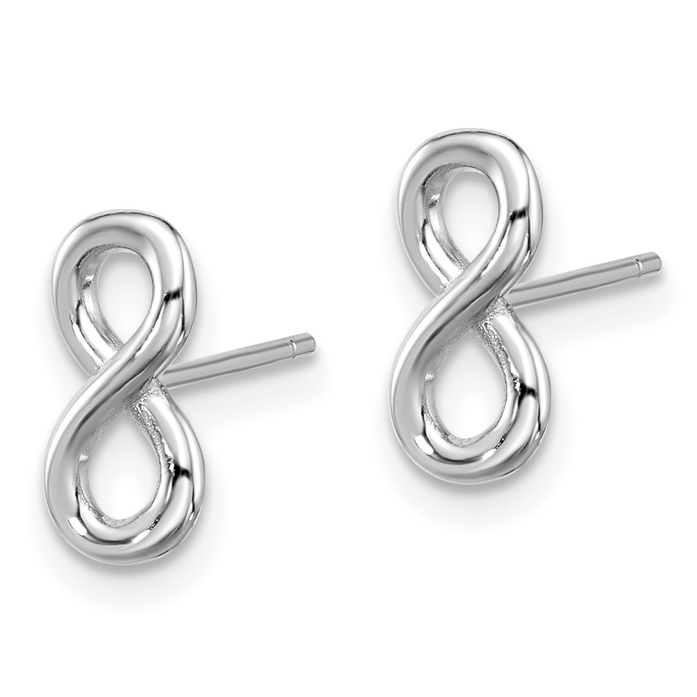 Sterling Silver Rhodium-plated Polished Infinity Post Earrings (QE17539)