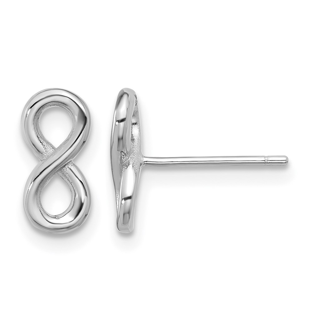 Sterling Silver Rhodium-plated Polished Infinity Post Earrings (QE17539)