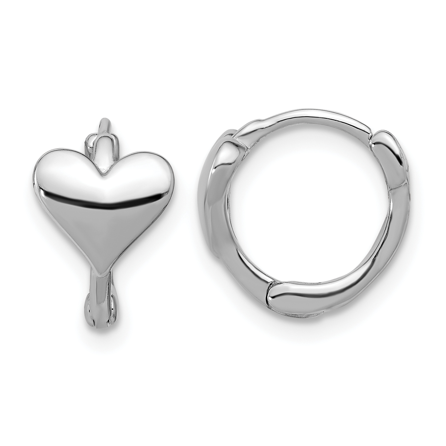 Sterling Silver Rhodium-plated Heart Hinged Hoop Earrings (QE17543)