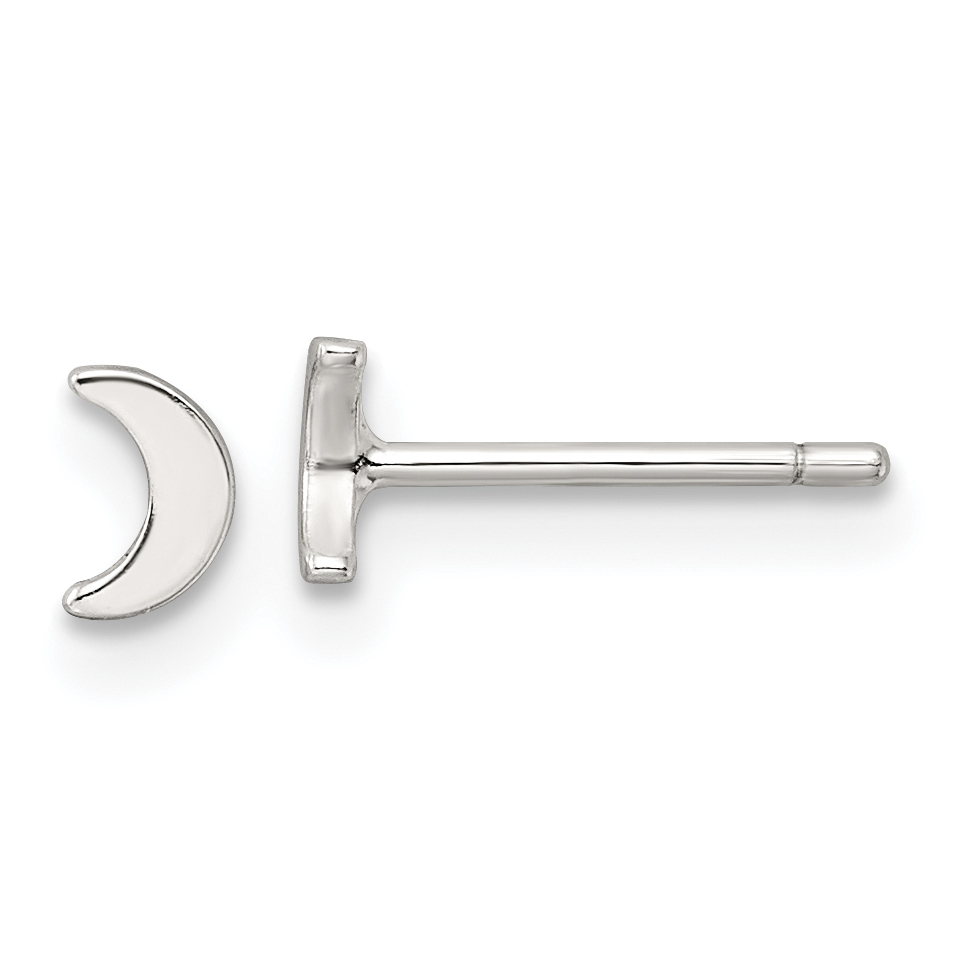 Sterling Silver E-Coating Moon Post Earrings (QE17546)