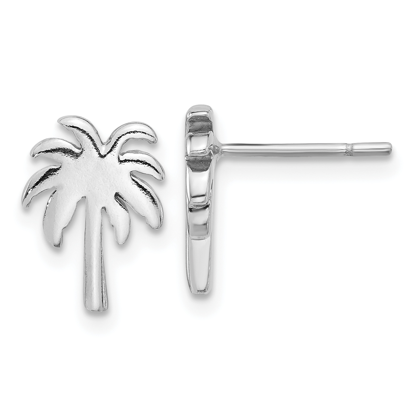 Sterling Silver Rhodium-plated Palm Tree Post Earrings (QE17570)