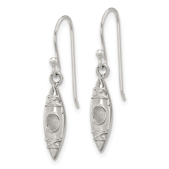 Sterling Silver Polished Canoe / Kayak Dangle Earrings
