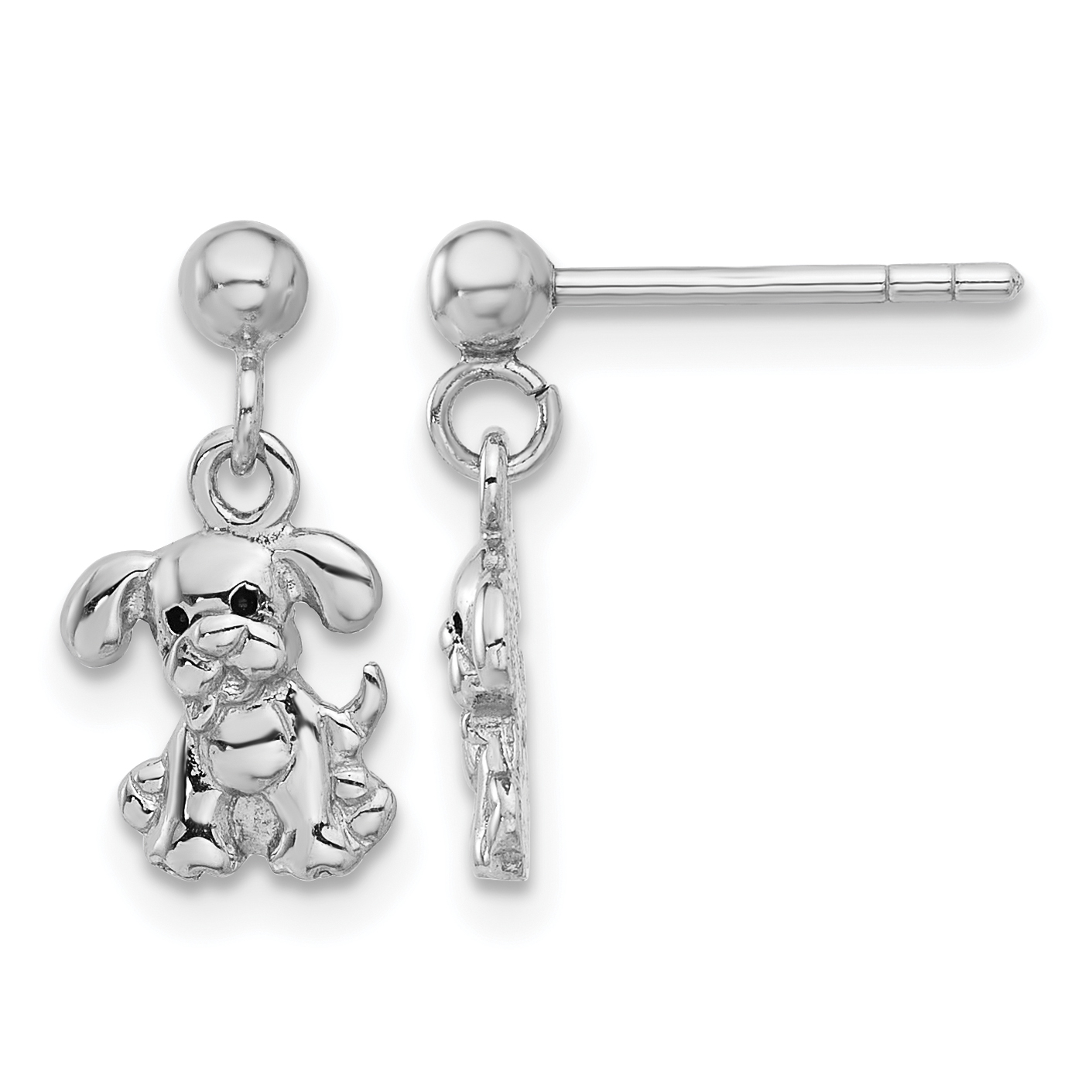 Sterling Silver Rhodium-plated Enameled Dog Post Dangle Earrings (QE17589)