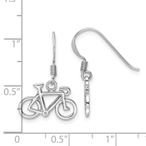 Sterling Silver Rhodium-Plated Polished Bicycle Dangle Earrings