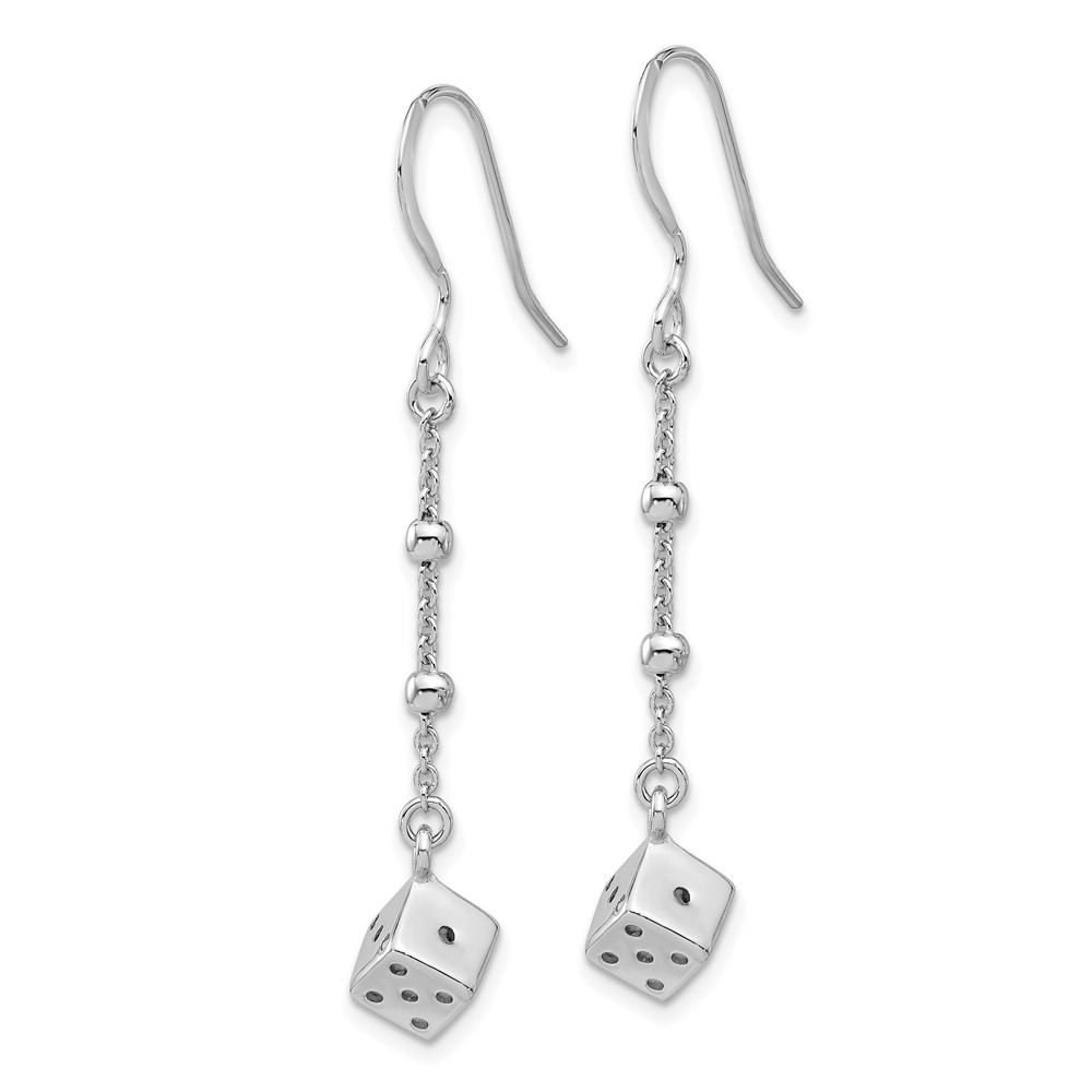 Sterling Silver Rhodium-plated Dice and Beads Dangle Earrings (QE17599)