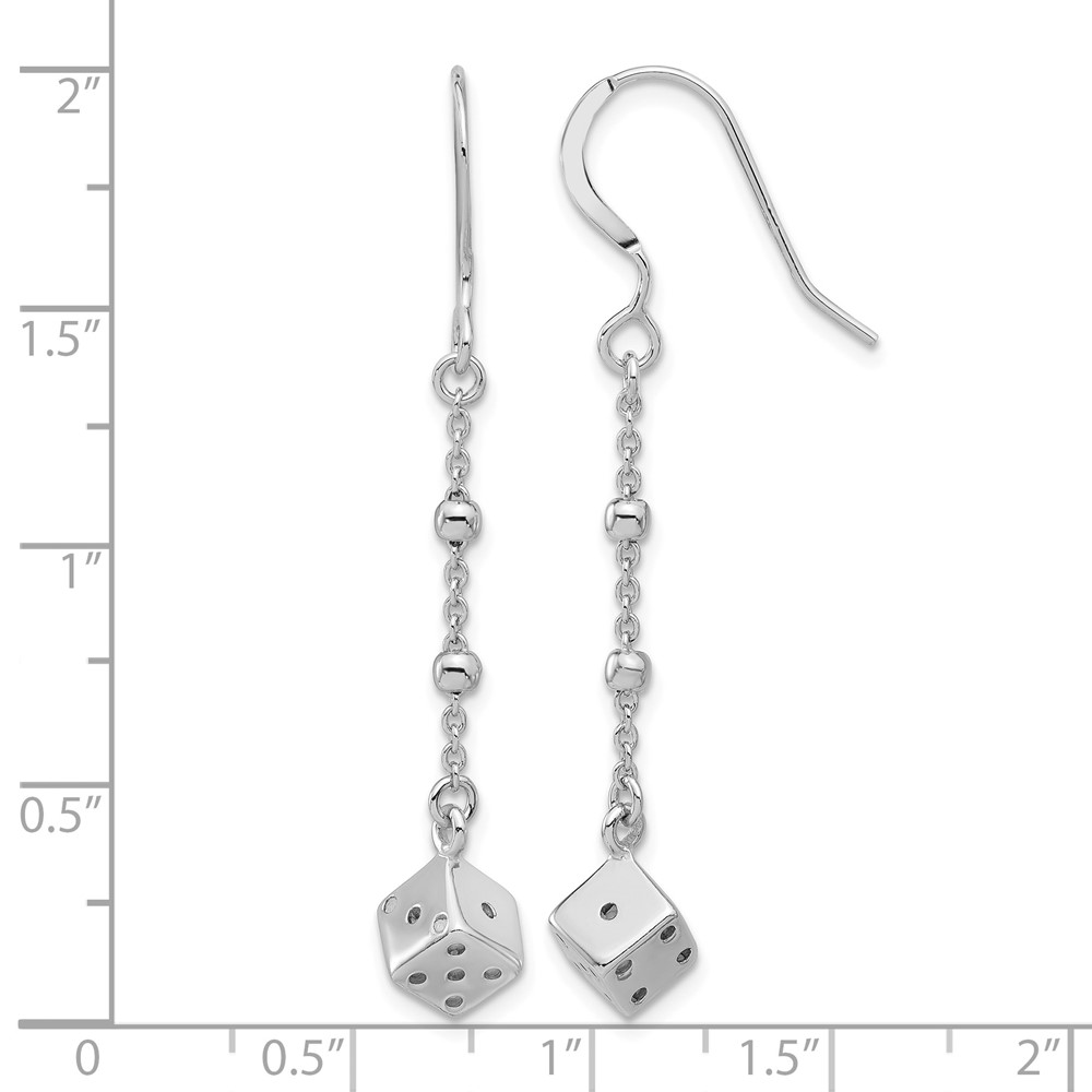 Sterling Silver Rhodium-plated Dice and Beads Dangle Earrings (QE17599)