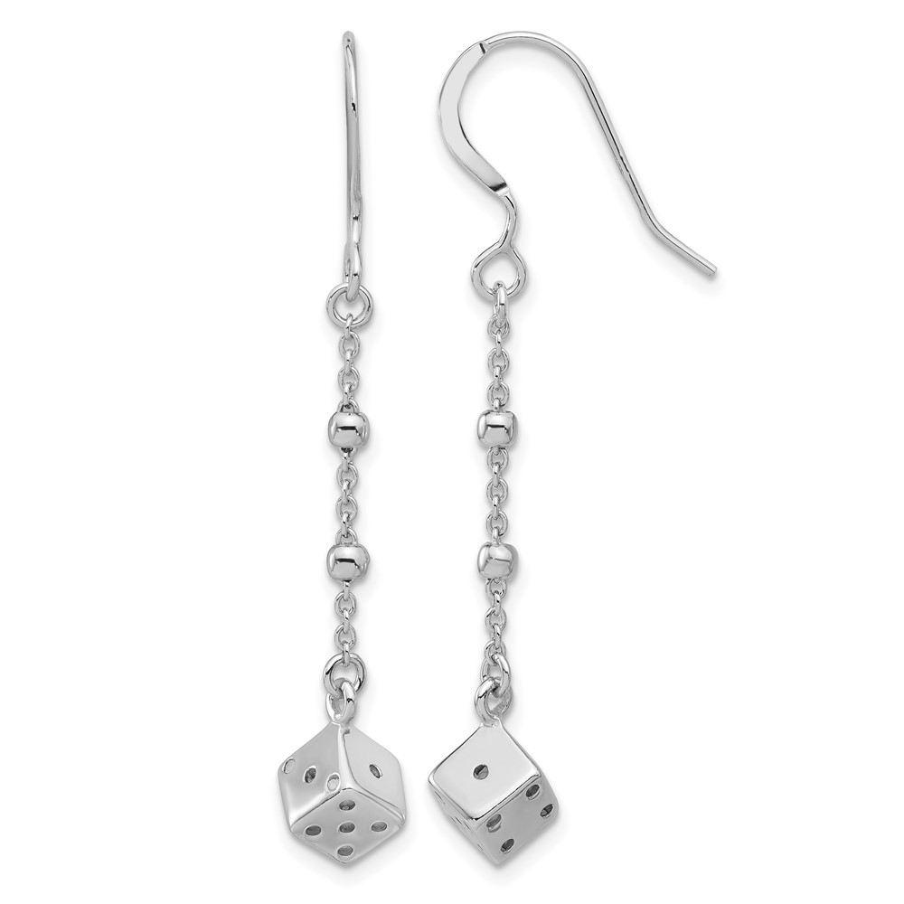 Sterling Silver Rhodium-plated Dice and Beads Dangle Earrings (QE17599)