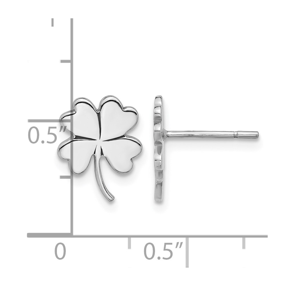 Sterling Silver Rhodium-plated Polished Clover Post Earrings (QE17602)