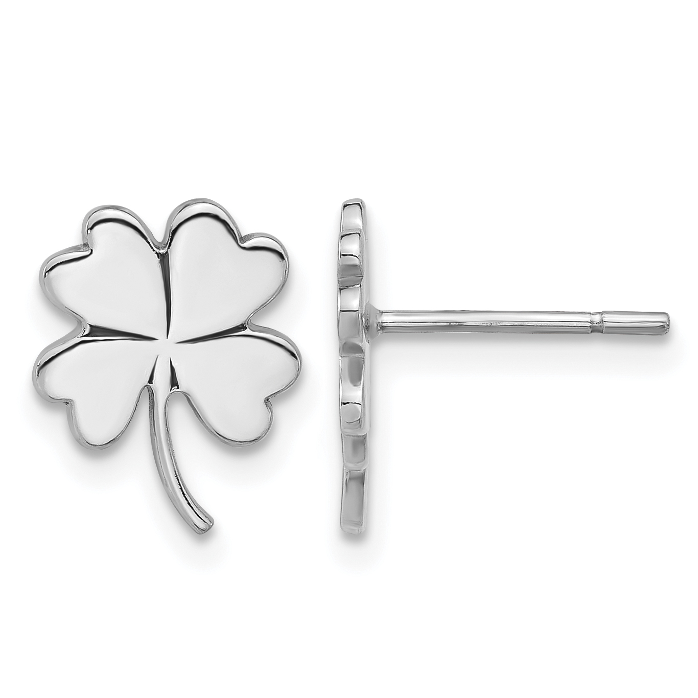 Sterling Silver Rhodium-plated Polished Clover Post Earrings (QE17602)