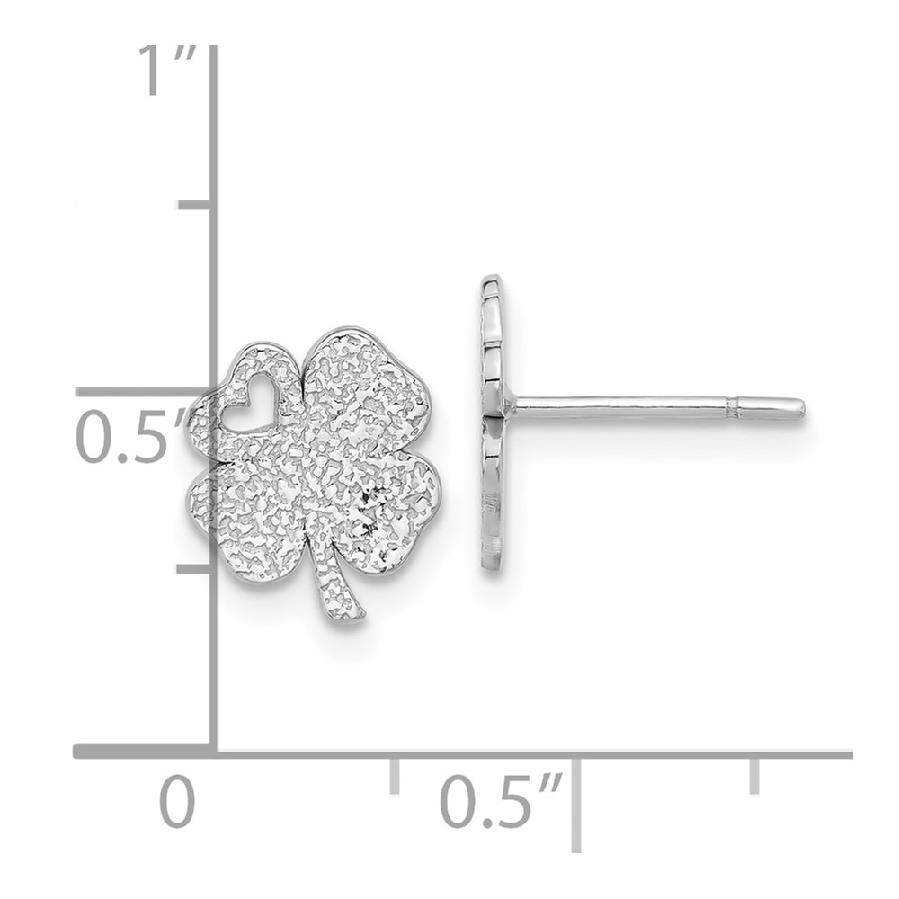 Sterling Silver Rhodium-plated Textured Clover Post Earrings (QE17603)